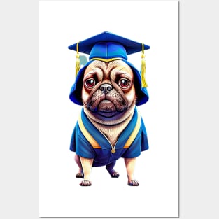 Pawsome Graduation Achievement: Pug in Cap and Gown Posters and Art